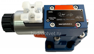 DBW10B2-5X/315XCG24N9K4 - Предохранительный клапан Ду10 с давлением настройки до 315 бар, управление - X - внешний с разгрузкой B = открыт с электроуправлением G24